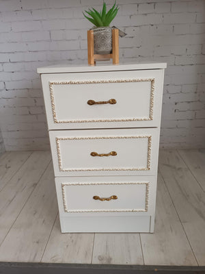 Vintage Bedroom Chest of Drawers Storage French Style White & Gold 1980's