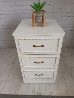 Vintage Bedroom Chest of Drawers Storage French Style White & Gold 1980's