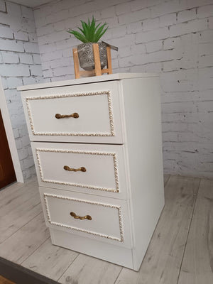 Vintage Bedroom Chest of Drawers Storage French Style White & Gold 1980's