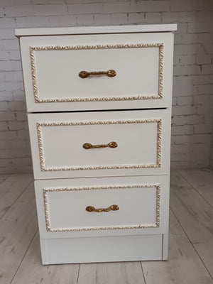 Vintage Bedroom Chest of Drawers Storage French Style White & Gold 1980's