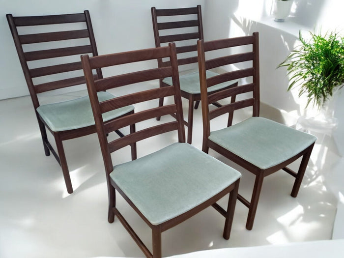 Mid Century Dining Chairs  Danish Style Vintage White & Newton Solid Teak