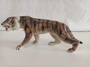 Vintage Tiger Ceramic 1960's Medium Stalking Bengal Tiger Jungle Mid Century Retro Figurine