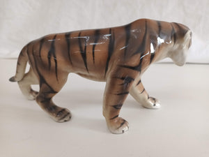 Vintage Tiger Ceramic 1960's Medium Stalking Bengal Tiger Jungle Mid Century Retro Figurine