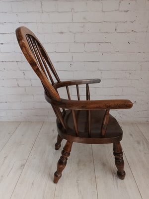 Antique Childs Windsor Chair Small Victorian Vintage Chair Ash & Elm Wood 1870 Country Furniture