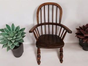 Antique Childs Windsor Chair Small Victorian Vintage Chair Ash & Elm Wood 1870 Country Furniture