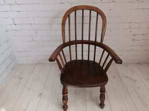 Antique Childs Windsor Chair Small Victorian Vintage Chair Ash & Elm Wood 1870 Country Furniture