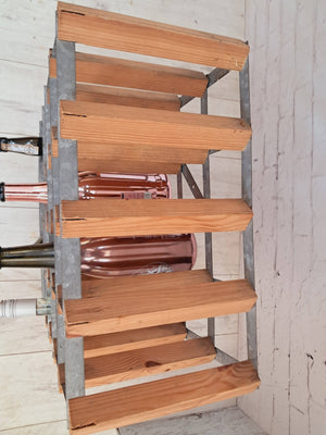 Vintage Wooden Wine Rack Mid Century Style Wood & Metal Frame 24 Bottle Holder 1970's