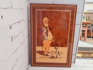 Vintage Italian Inlaid Wood Art Work Picture Hand Made Marquetry Wall Art 1960