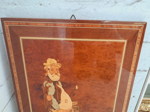 Vintage Italian Inlaid Wood Art Work Picture Hand Made Marquetry Wall Art 1960