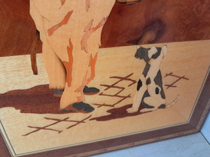 Vintage Italian Inlaid Wood Art Work Picture Hand Made Marquetry Wall Art 1960
