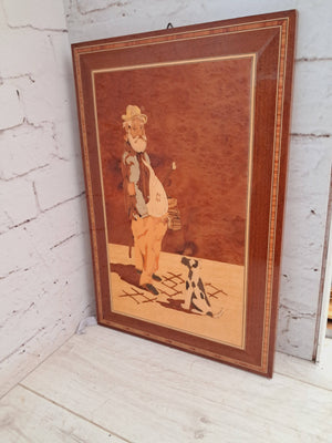 Vintage Italian Inlaid Wood Art Work Picture Hand Made Marquetry Wall Art 1960