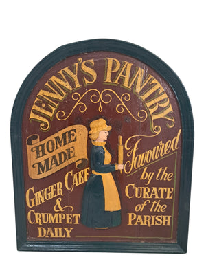 Large Vintage 3D Wooden Sign – Jenny’s Pantry 1950s Hand Painted Café Bakery Country Kitchen Wall Art Retro Pub Sign