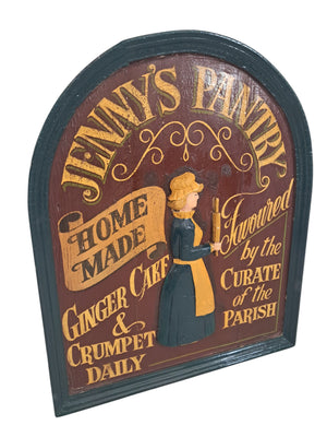 Large Vintage 3D Wooden Sign – Jenny’s Pantry 1950s Hand Painted Café Bakery Country Kitchen Wall Art Retro Pub Sign