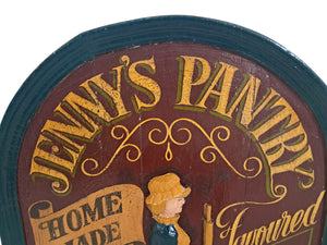 Large Vintage 3D Wooden Sign – Jenny’s Pantry 1950s Hand Painted Café Bakery Country Kitchen Wall Art Retro Pub Sign
