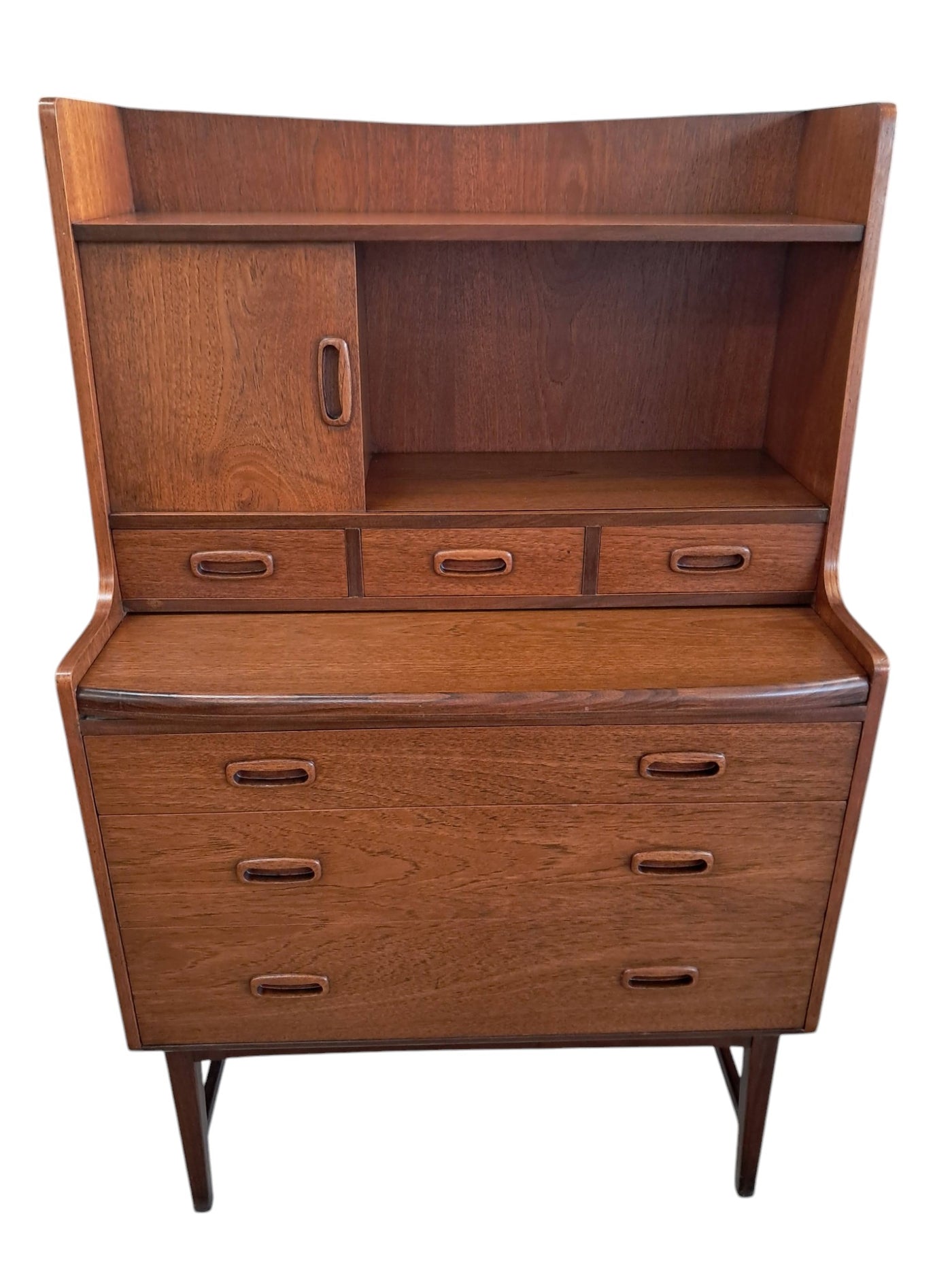 Mid Century Vintage Writing Bureau Teak Laptop Desk Work Station Writi ...