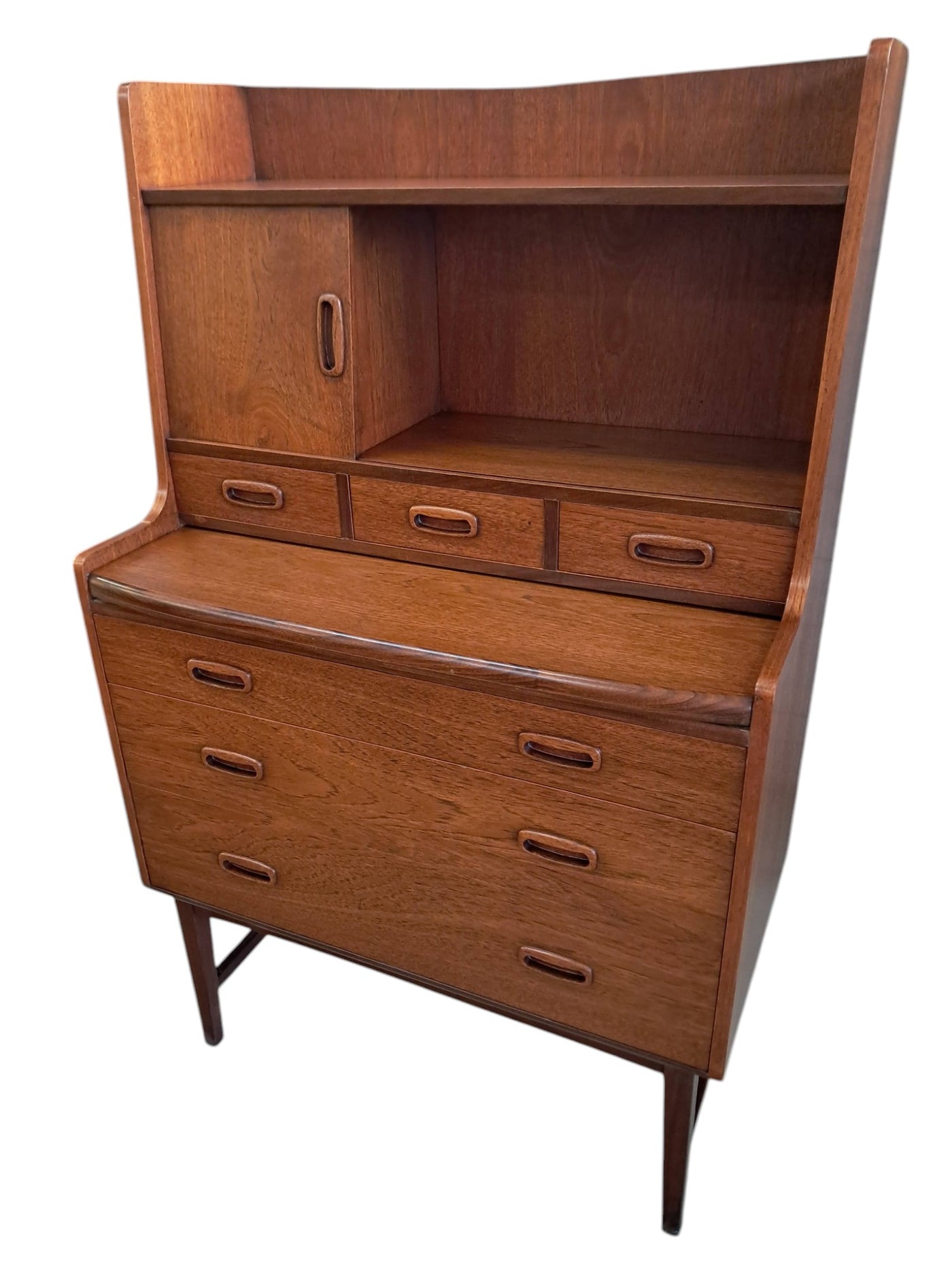 Mid Century Vintage Writing Bureau Teak Laptop Desk Work Station Writi ...