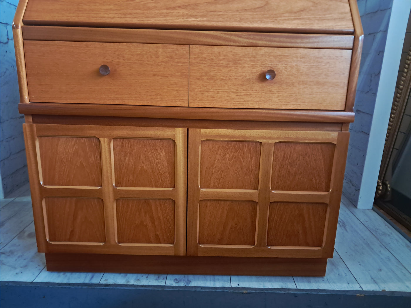 Mid Century Nathan Writing Bureau Desk Home Office Laptop Work Station ...