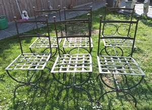 Vintage Wrought Iron Garden Patio Chairs Ornate Quality x 6 Salvage Garden Chair