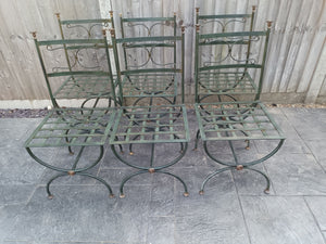 Vintage Wrought Iron Garden Patio Chairs Ornate Quality x 6 Salvage Garden Chair