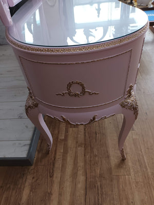 Vintage Queen Anne LARGE Dressing Table French Louis XV Style Candyfloss Pink + Mirror Refurbished