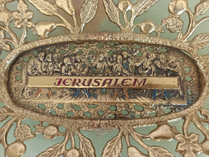 Mid Century Jerusalem Italian Style Brass Bowl Filigree Basket Gold Decorative Bowl Fruit or Bread Bowl Vintage