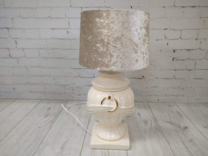 Vintage Table Lamp Light Cream Diamante Gold Art Deco Ceramic Base + Shade Bling